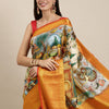 Staring Beige Kalamkari Printed Saree With Stylish Blouse Piece