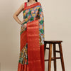 Energetic Beige Kalamkari Printed Saree With Classy Blouse Piece