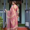 Wine Mauve Floral Printed Silk Saree with Elegant Border & Tassel Pallu