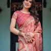 Rose Pink Printed Silk Saree with Traditional Motifs & Tassel Pallu