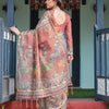 Grey & Rust Printed Silk Saree with Kalamkari-Inspired Border and Tassel Pallu