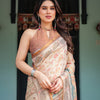 Ivory Beige Handcrafted Printed Silk Saree with Traditional Motifs & Designer Pallu