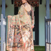 Sage Green Kalamkari Inspired Printed Saree with Ornamental Border & Handcrafted Pallu
