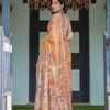 Sunlit Mustard Kalamkari Inspired Printed Saree with Ornamental Border & Artistic Pallu