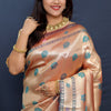 Evocative Grey Paithani Silk Saree With Enigmatic Blouse Piece