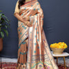 Evocative Grey Paithani Silk Saree With Enigmatic Blouse Piece