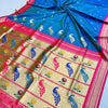Ephemeral Blue Paithani Silk Saree With Tantalizing Blouse Piece