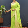 Smashing Parrot Soft Banarasi Silk Saree With Amiable Blouse Piece
