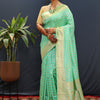 Woebegone Turquoise Soft Banarasi Silk Saree With Sumptuous Blouse Piece