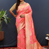 Pleasurable Baby Pink Soft Banarasi Silk Saree With Tantalizing Blouse Piece
