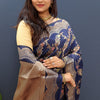 Glorious Navy Blue Soft Banarasi Silk Saree With Bewitching Blouse Piece