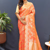 Chatoyant Peach Soft Banarasi Silk Saree With Desuetude Blouse Piece