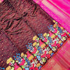 Enigmatic Wine Kalamkari Printed Saree With Imaginative Blouse Piece