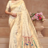 Intricate Beige Paithani Silk Saree With Smart Blouse Piece