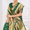 Prettiest Dark Green Paithani Silk Saree With Captivating Blouse Piece