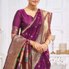 Majesty Wine Paithani Silk Saree With Blissful Blouse Piece