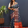 Woebegone Navy Blue Patola Silk Saree with Quixotic Blouse Piece