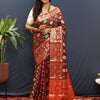 Imbrication Wine Patola Silk Saree with Glamorous Blouse Piece