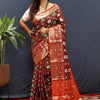 Imbrication Wine Patola Silk Saree with Glamorous Blouse Piece