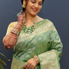 Confounding Sea Green Soft Banarasi Silk Saree With Smashing Blouse Piece