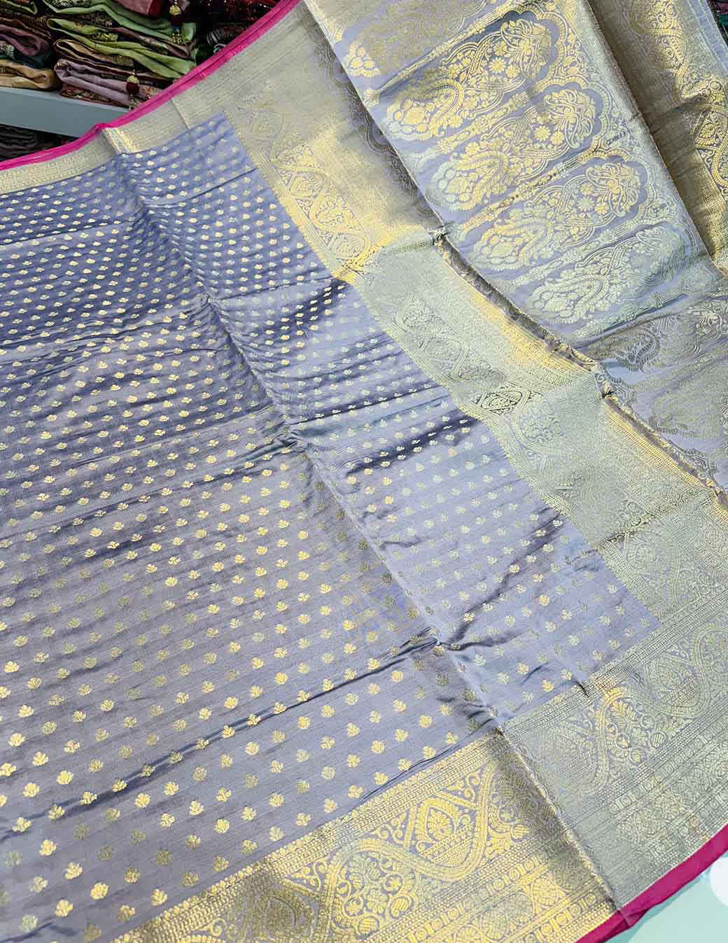 Jubilant Grey Soft Banarasi Silk Saree With Scintillating Blouse