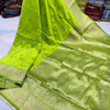 Flamboyant Parrot Soft Banarasi Silk Saree With Entrancing Blouse Piece