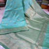 Fairytale Sky Soft Banarasi Silk Saree With Conflate Blouse Piece