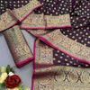 Felicitous Wine Banarasi Satin Silk Saree With Improbable Blouse