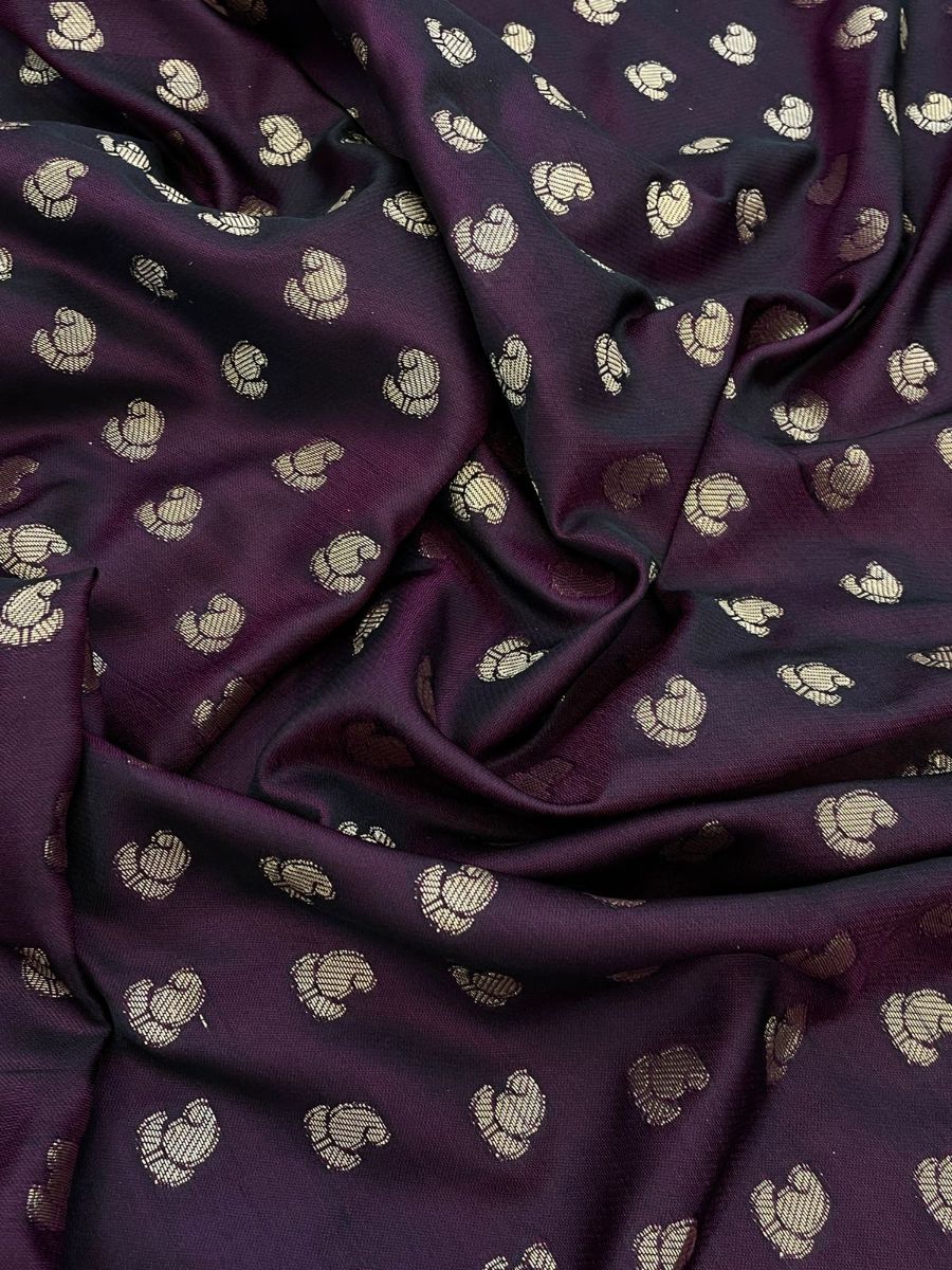 Felicitous Wine Banarasi Satin Silk Saree With Improbable Blouse