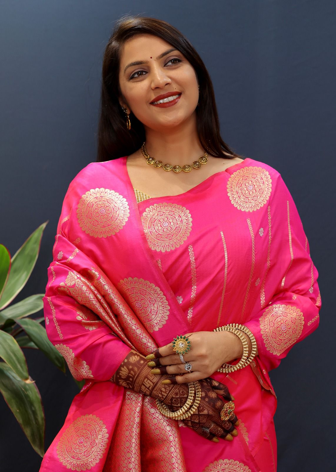 Sempiternal Dark Pink Soft Banarasi Silk Saree With Evocative Blouse Piece