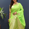 Diaphanous Parrot Soft Banarasi Silk Saree With Lassitude Blouse Piece