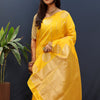 Gratifying Yellow Soft Banarasi Silk Saree With Felicitous Blouse Piece