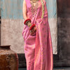Dissemble Pink Kanjivaram Silk Saree With Ephemeral Blouse Piece