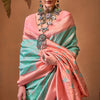 Luxuriant Sea Green Soft Banarasi Silk Saree With Tremendous Blouse Piece