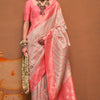 Smashing Beige Soft Banarasi Silk Saree With Tremendous Blouse Piece