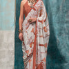 Amazing Off White Digital Printed Crape Silk Saree With Dazzling Blouse Piece