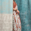 Amazing Off White Digital Printed Crape Silk Saree With Dazzling Blouse Piece