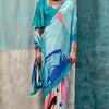 Desiring Sky Digital Printed Crape Silk Saree With Twirling Blouse Piece