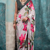 Allure Beige Digital Printed Crape Silk Saree With Opulent Blouse Piece