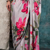 Allure Beige Digital Printed Crape Silk Saree With Opulent Blouse Piece
