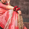 Ideal Baby Pink Soft Banarasi Silk Saree With Exuberant Blouse Piece