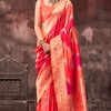 Lassitude Orange Soft Banarasi Silk Saree With Nemesis Blouse Piece