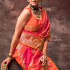 Lassitude Orange Soft Banarasi Silk Saree With Nemesis Blouse Piece