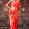 Lassitude Orange Soft Banarasi Silk Saree With Nemesis Blouse Piece