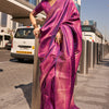 Staring Purple Kanjivaram Silk Saree With Adorable Blouse Piece