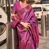Staring Purple Kanjivaram Silk Saree With Adorable Blouse Piece