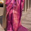 Staring Purple Kanjivaram Silk Saree With Adorable Blouse Piece