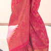 Evanescent Dark Pink Kanjivaram Silk Saree With Lagniappe Blouse Piece