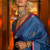 Prominent Navy Blue Soft Banarasi Silk Saree With Admirable Blouse Piece