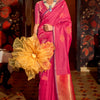 Excellent Dark Pink Soft Banarasi Silk Saree With Demure Blouse Piece